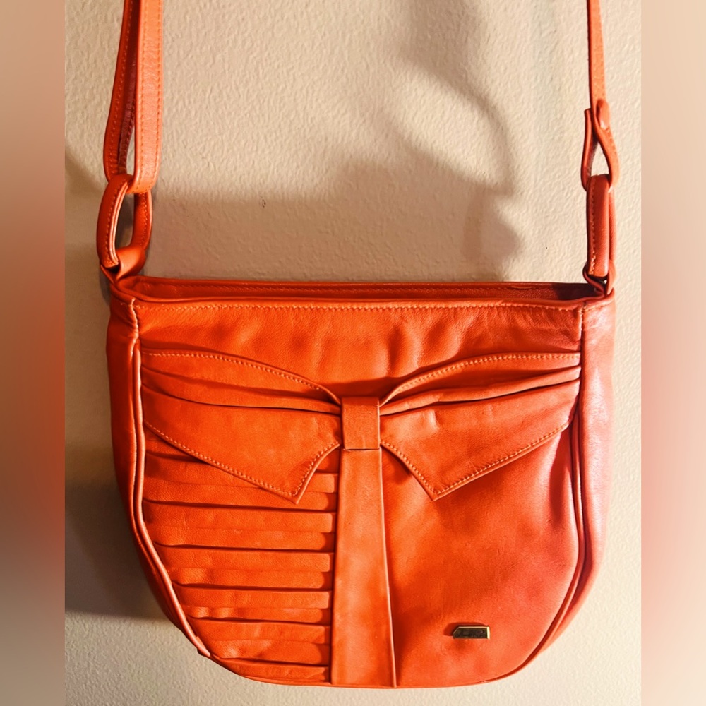 Vintage Marc Picard Orange Leather Shoulder Bag